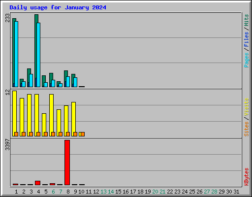 Daily usage for January 2024